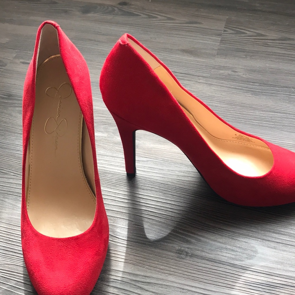 Red Jessica Simpson heels.